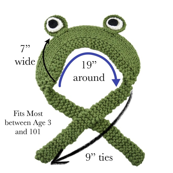 Green Frog Knit Headband & Ear Warmer with Long Ties - Picture 15 of 15